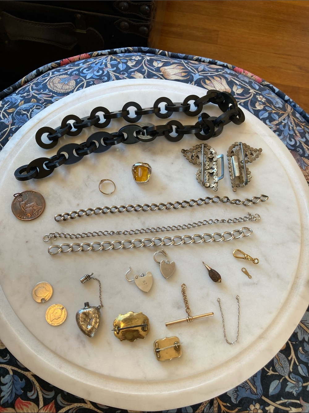 Antique Georgian & Victorian Mourning Jewelry & Hairwork Jewelry Lot - Picture 14 of 16